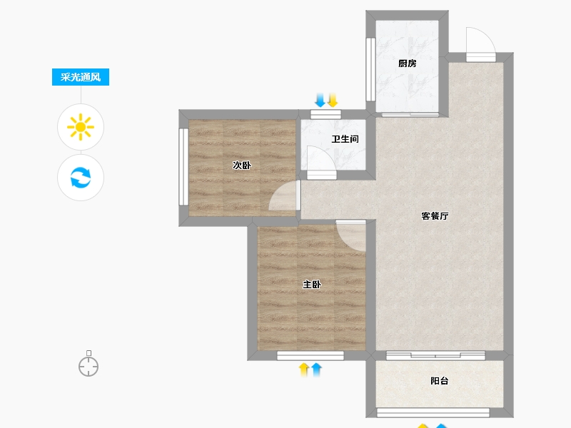 四川省-宜宾市-鑫洋·天著-53.28-户型库-采光通风