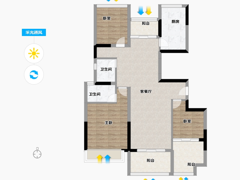 广东省-汕头市-招商·雍颐湾前岸-88.80-户型库-采光通风