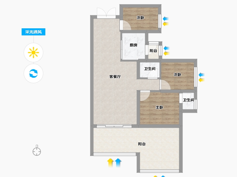 四川省-宜宾市-远达·时光里-70.01-户型库-采光通风