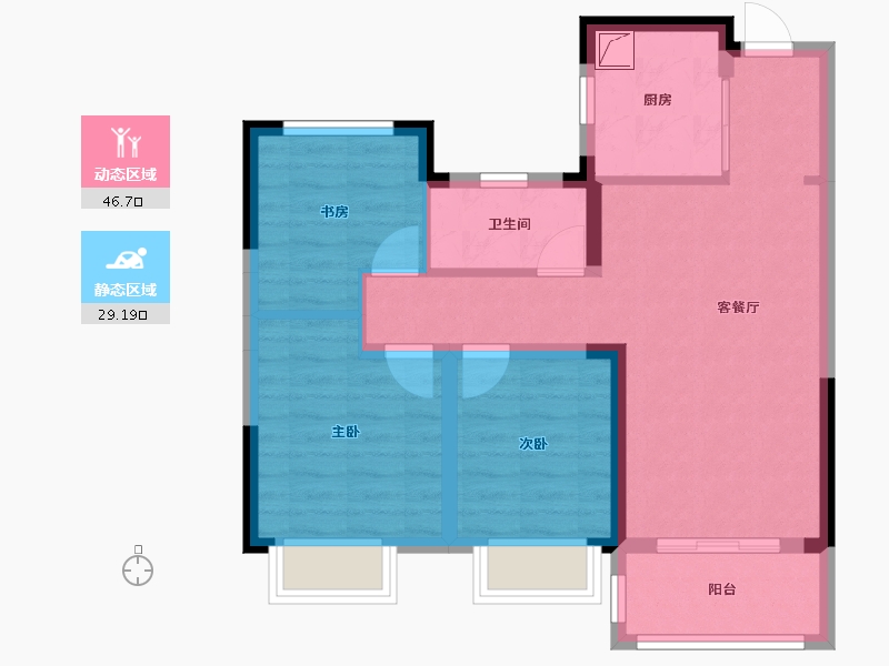 安徽省-安庆市-融创时代宜城-76.56-户型库-动静分区