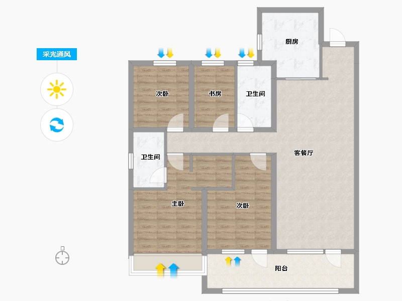 山东省-青岛市-华新园·央和府-114.40-户型库-采光通风