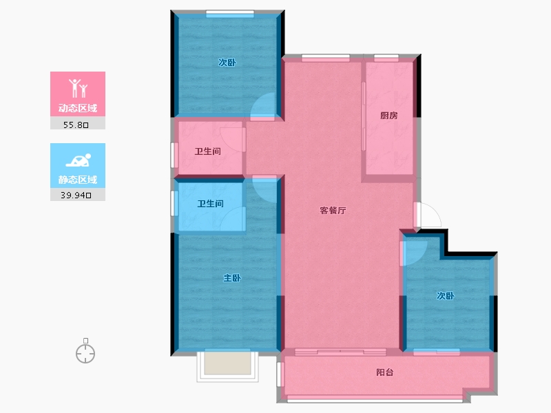 山东省-聊城市-世家·学府里-85.38-户型库-动静分区