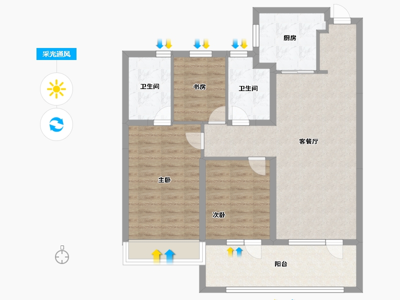 山东省-青岛市-华新园·央和府-88.00-户型库-采光通风