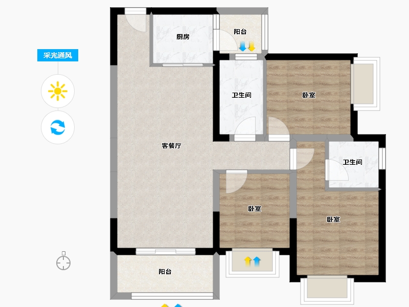 海南省-海口市-城西星汇-77.58-户型库-采光通风