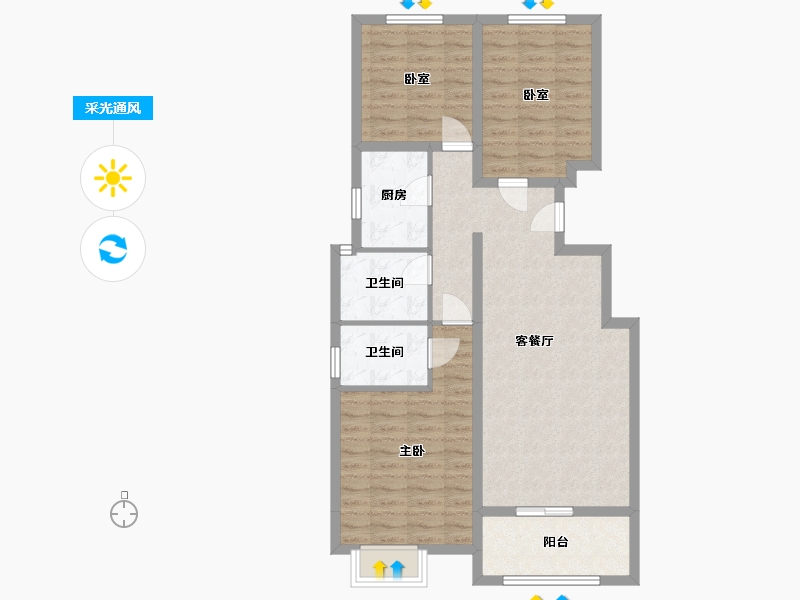 河北省-邢台市-凯旋城小区-96.33-户型库-采光通风