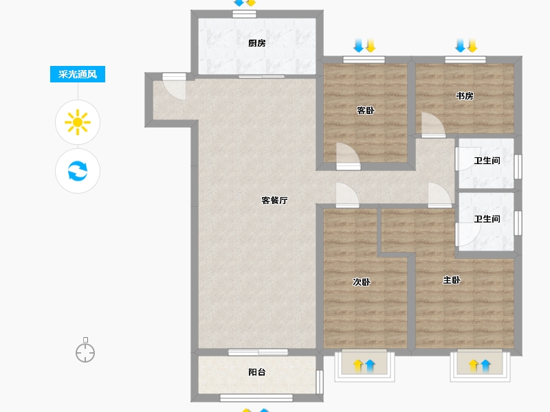 河北省-石家庄市-融创·时代中心-120.00-户型库-采光通风