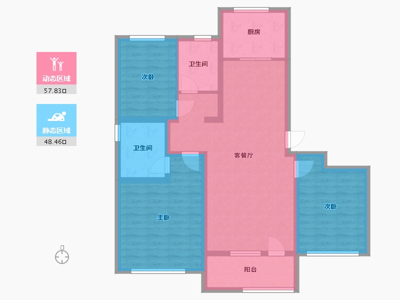 山东省-威海市-威高新城·信和苑-94.38-户型库-动静分区