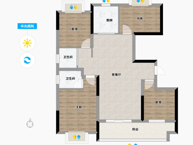 江西省-上饶市-汇佳·学府名城-89.43-户型库-采光通风