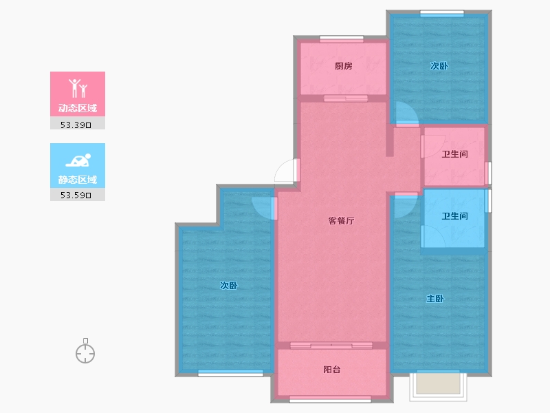 山东省-聊城市-阳谷贵和园小区-95.53-户型库-动静分区