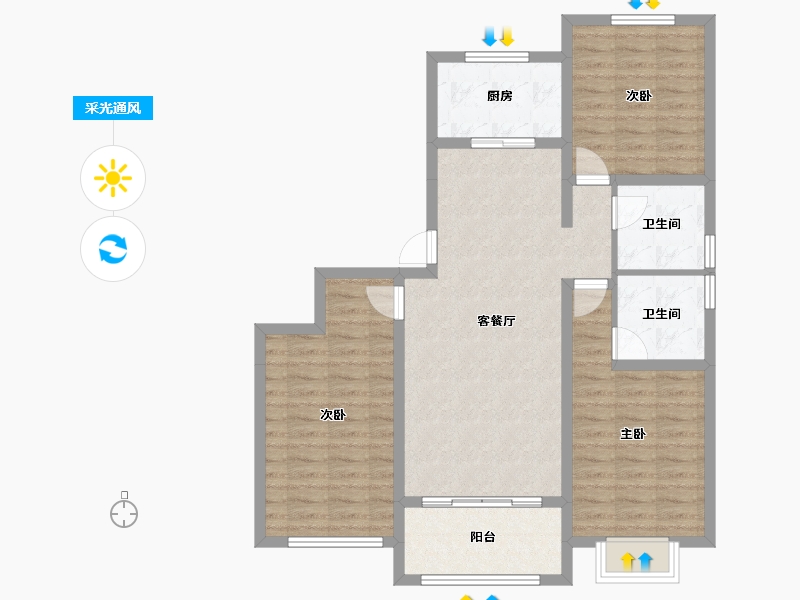 山东省-聊城市-阳谷贵和园小区-95.53-户型库-采光通风