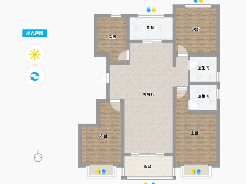 山东省-聊城市-阳谷贵和园小区-103.96-户型库-采光通风