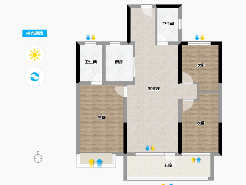 山东省-聊城市-莘县汇丰·陶然居-91.82-户型库-采光通风