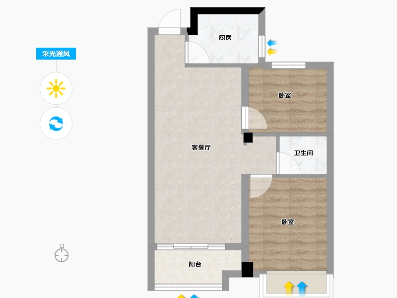 浙江省-杭州市-棠颂大院-51.89-户型库-采光通风