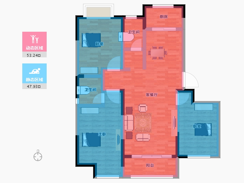 河南省-濮阳市-恒旺·政和府-89.70-户型库-动静分区