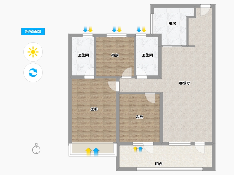 山东省-青岛市-华新园·央和府-100.00-户型库-采光通风