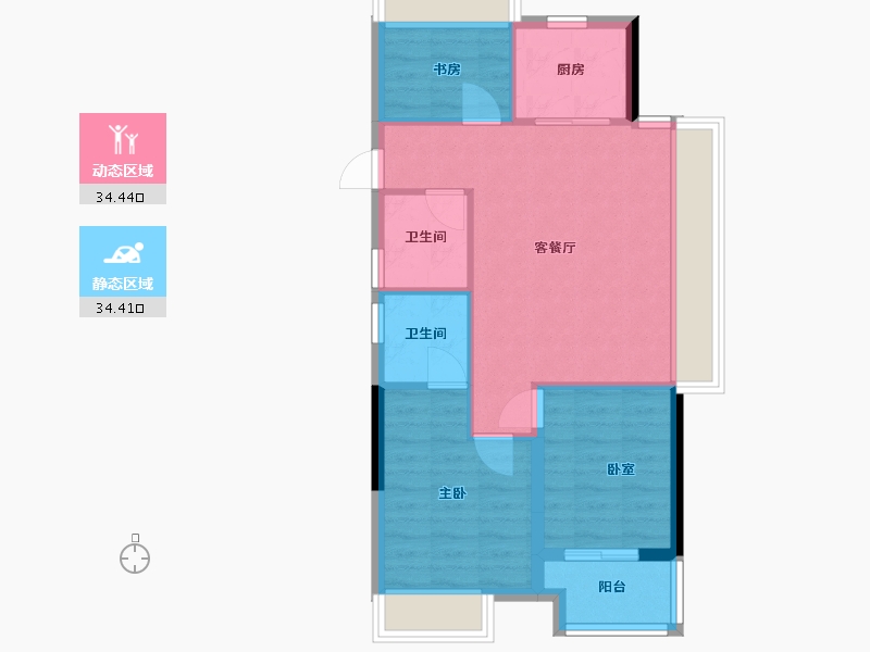 浙江省-杭州市-悦荣湾-87.00-户型库-动静分区