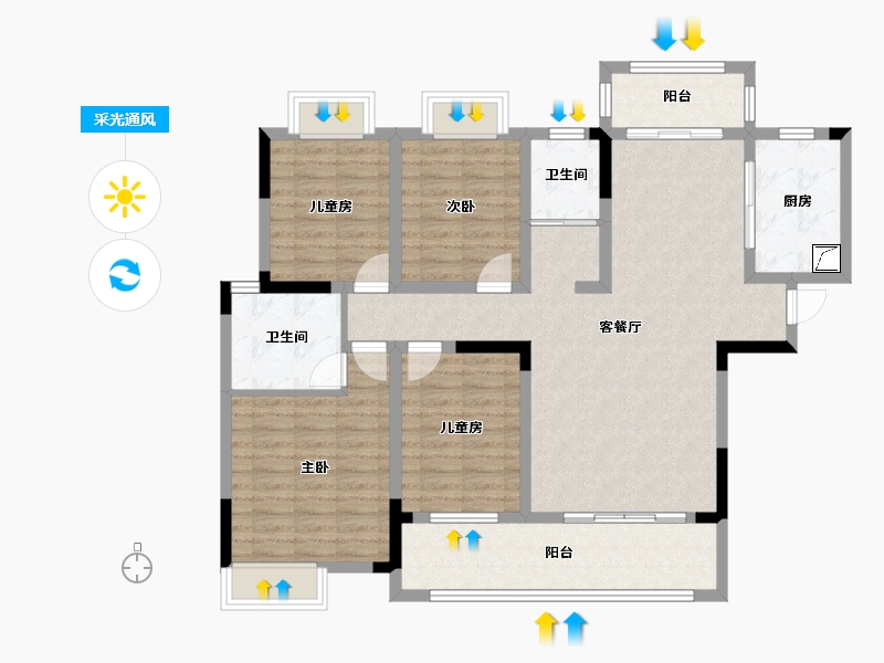 湖南省-湘潭市-黄金时代-143.00-户型库-采光通风