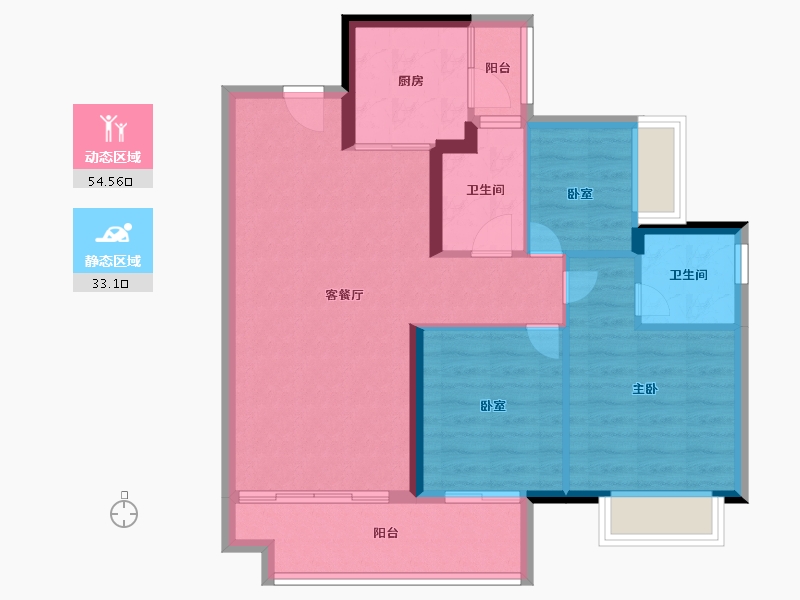 广东省-江门市-保利中央公馆-78.67-户型库-动静分区