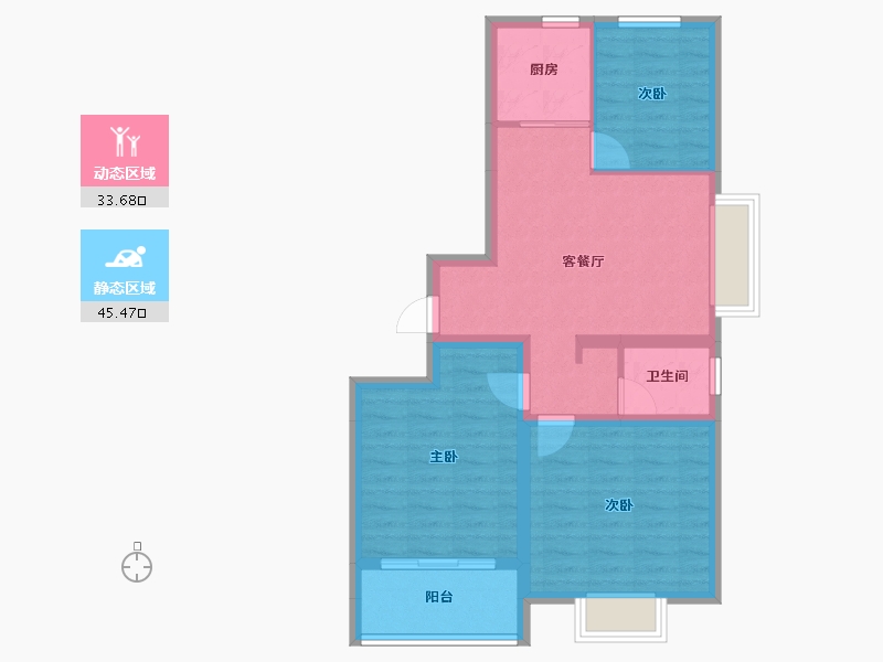 山东省-聊城市-阳谷贵和园小区-70.45-户型库-动静分区