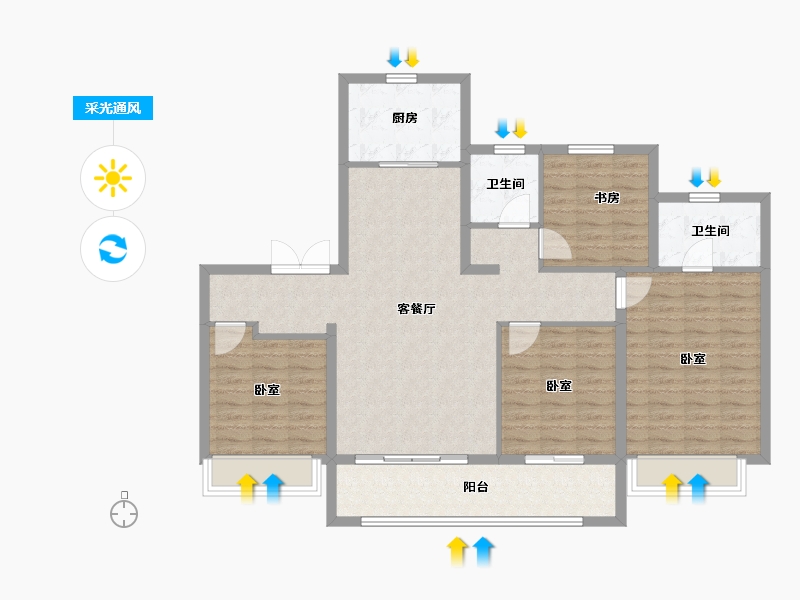 山东省-济南市-银丰御玺-112.80-户型库-采光通风