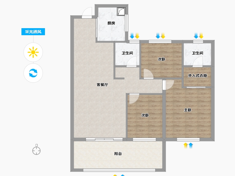 湖北省-黄冈市-城投玲珑家园-102.11-户型库-采光通风