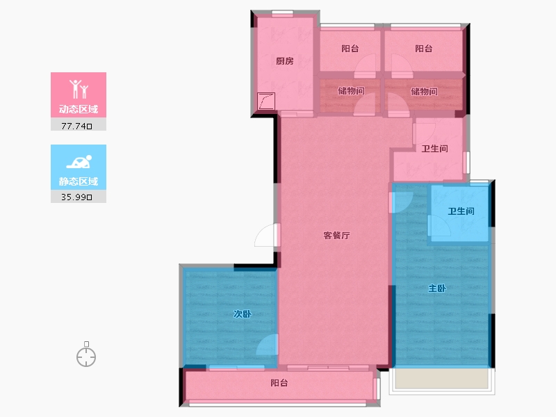 广东省-广州市-保利湖光悦色-101.61-户型库-动静分区