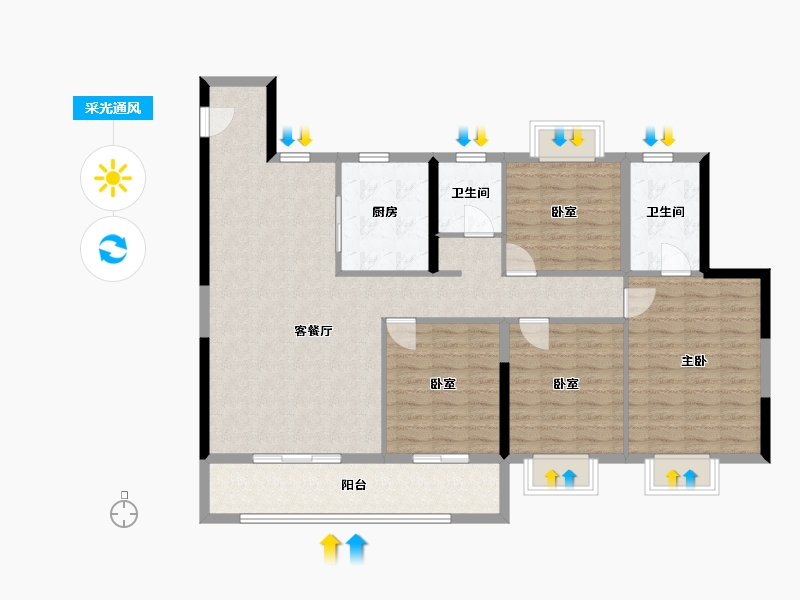 江西省-吉安市-红星九颂时代城-118.87-户型库-采光通风