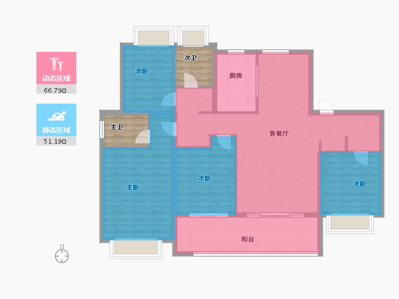 江苏省-南京市-金鼎湾和禧-114.40-户型库-动静分区