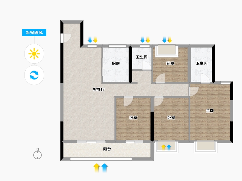 江西省-吉安市-红星九颂时代城-114.89-户型库-采光通风