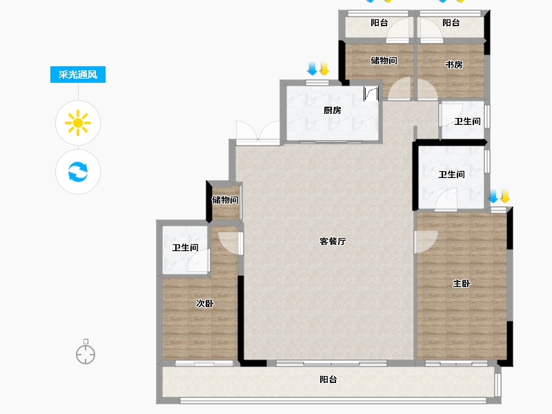 广东省-广州市-保利湖光悦色-160.00-户型库-采光通风