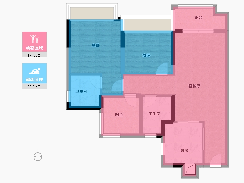 广东省-广州市-路劲·星棠-62.40-户型库-动静分区