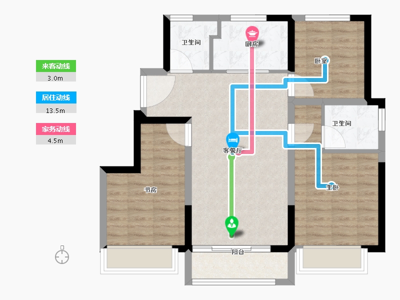 天津-天津市-恒基旭辉都会江来-76.00-户型库-动静线