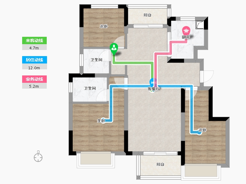 重庆-重庆市-绿城·春溪云庐-85.00-户型库-动静线