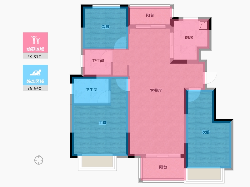 重庆-重庆市-绿城·春溪云庐-85.00-户型库-动静分区