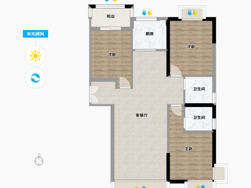 云南省-曲靖市-荣海一号-110.00-户型库-采光通风