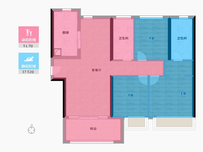 上海-上海市-华发仁恒苏河世纪-79.00-户型库-动静分区