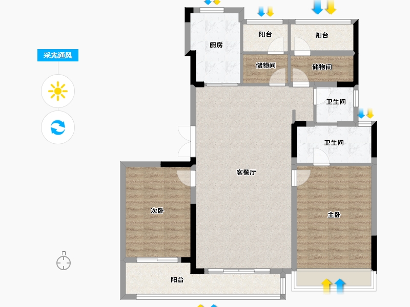 广东省-广州市-保利湖光悦色-113.61-户型库-采光通风