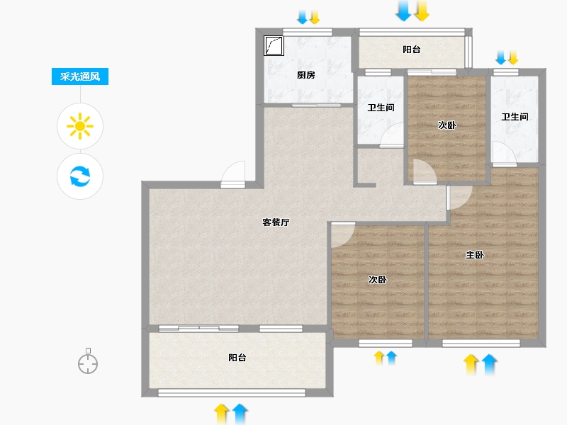 湖北省-黄冈市-城投玲珑家园-108.25-户型库-采光通风