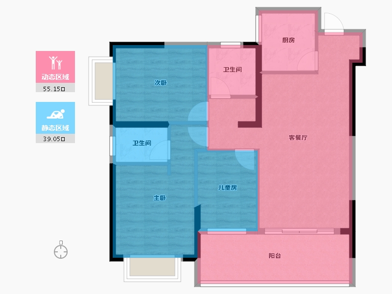 贵州省-六盘水市-星筑•中央公园-84.48-户型库-动静分区