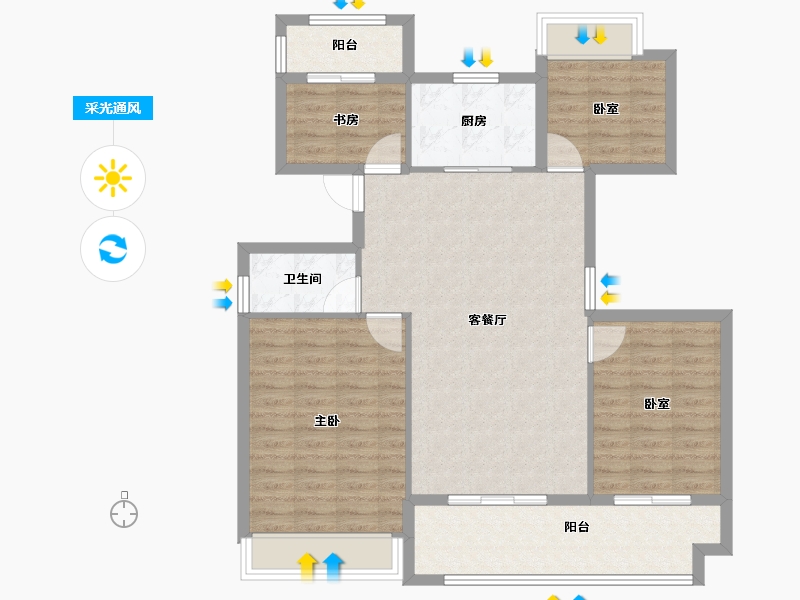 浙江省-杭州市-颐和山庄-100.80-户型库-采光通风