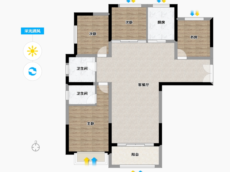 陕西省-榆林市-万民新天地-109.66-户型库-采光通风