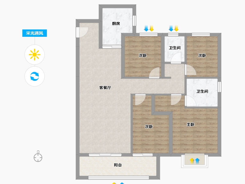 四川省-成都市-海伦堡玖悦府-99.10-户型库-采光通风