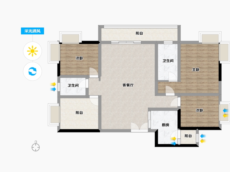 贵州省-铜仁市-锦江华府-125.00-户型库-采光通风