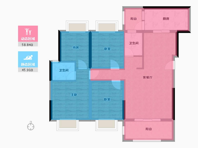 重庆-重庆市-星光上院-99.07-户型库-动静分区