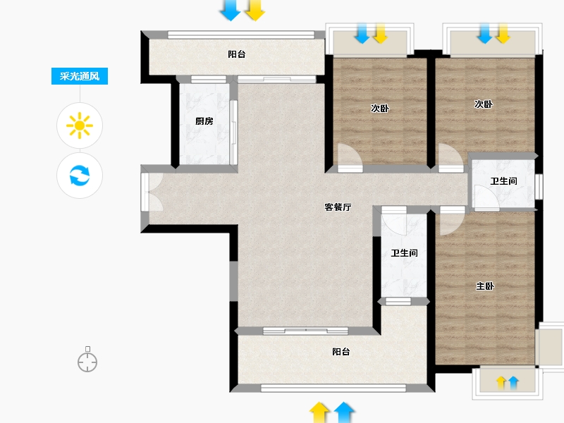 广东省-揭阳市-新华城-104.00-户型库-采光通风