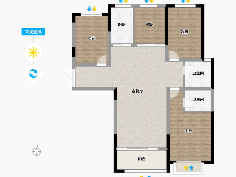 陕西省-榆林市-万民新天地-109.41-户型库-采光通风