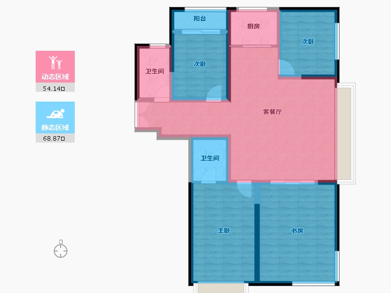 陕西省-榆林市-万民新天地-110.65-户型库-动静分区