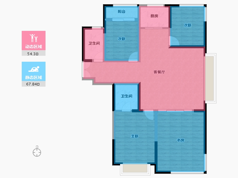 陕西省-榆林市-万民新天地-109.85-户型库-动静分区