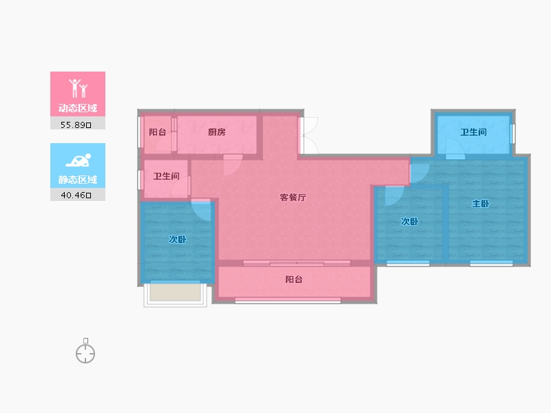 四川省-成都市-蜀道翰文府-85.25-户型库-动静分区