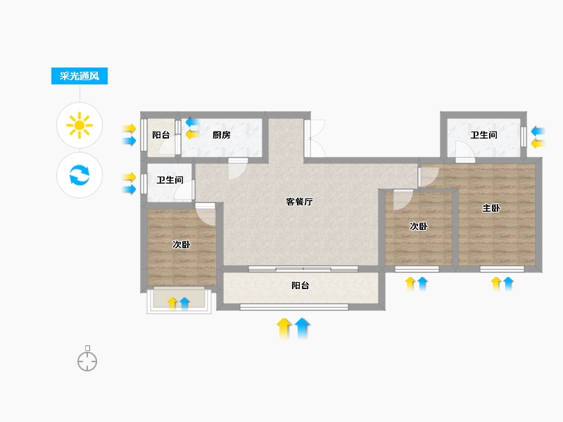 四川省-成都市-蜀道翰文府-85.25-户型库-采光通风